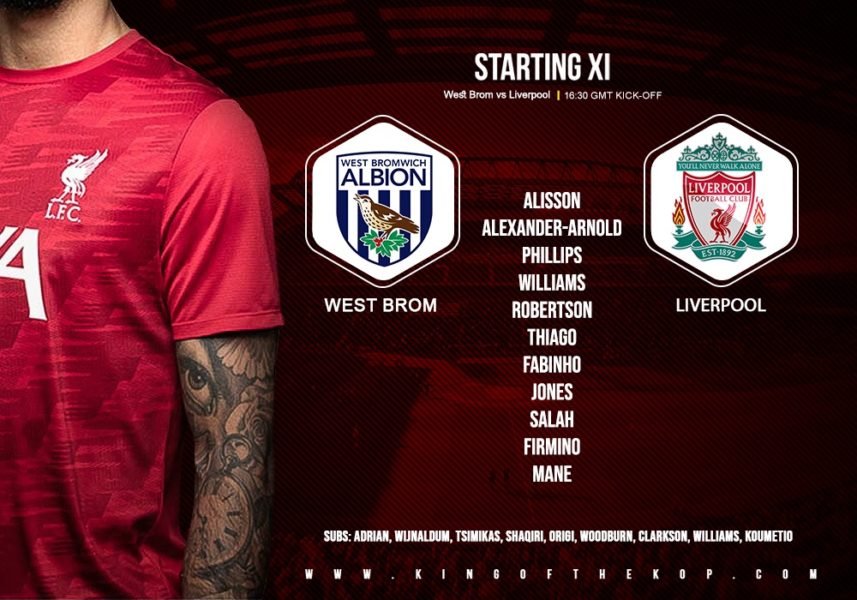 Liverpool team v West Brom at the hawthorns 16 may 2021