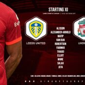 Liverpool team v Leeds United at Elland Road on 12 September 2021