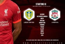 Liverpool team v Leeds United at Elland Road on 12 September 2021