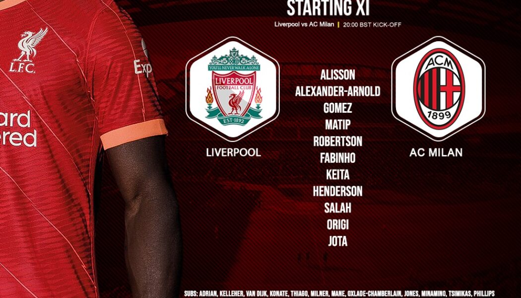 Liverpool team v AC Milan 15 September 2021