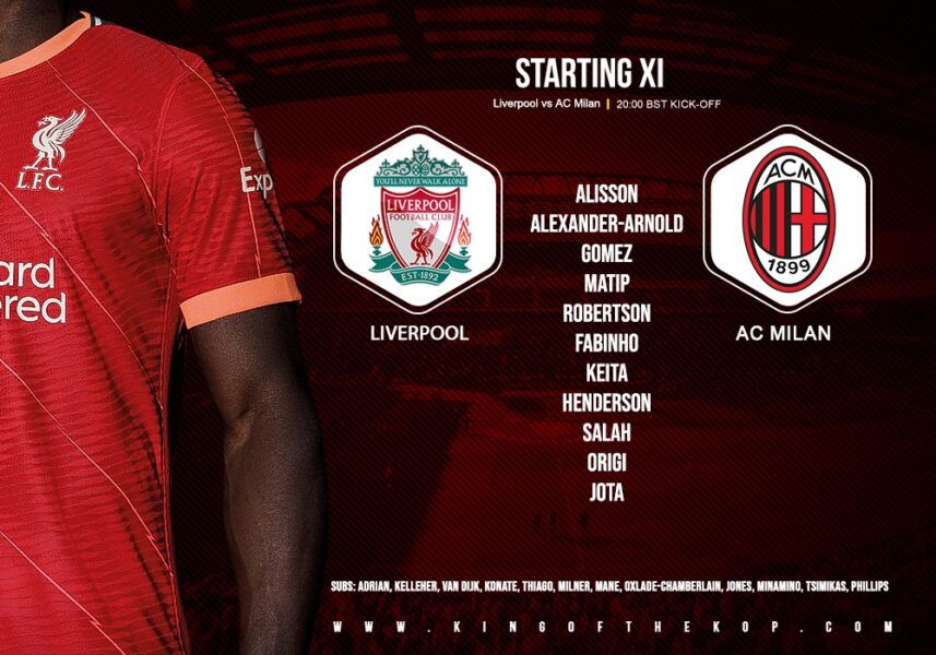 Liverpool team v AC Milan 15 September 2021