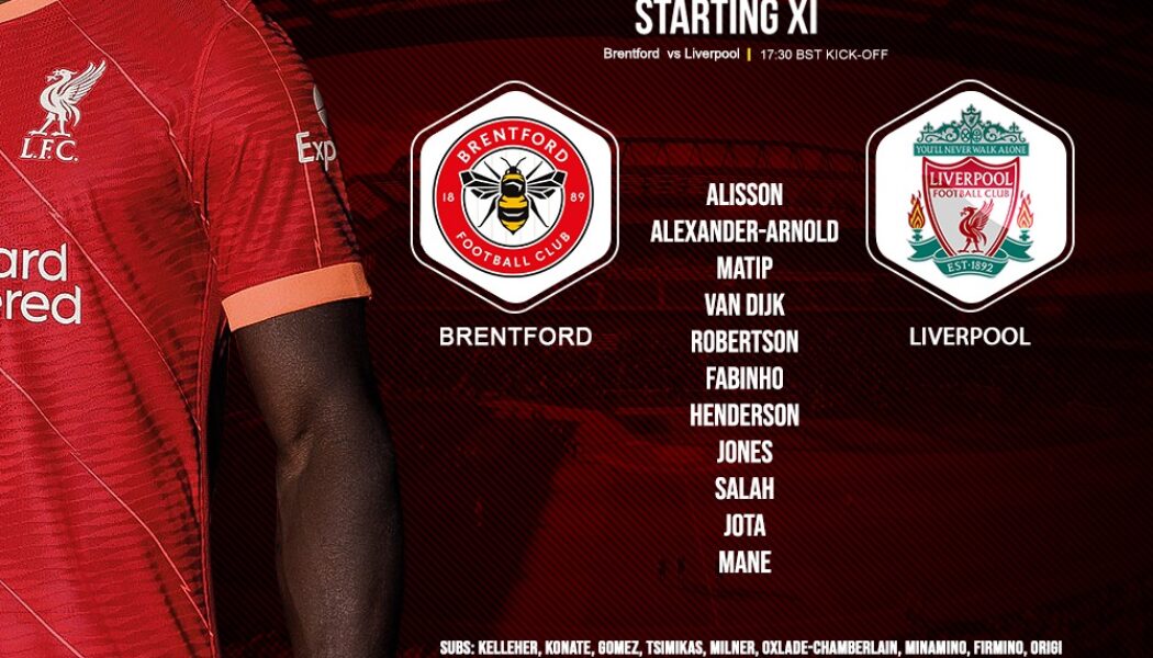 Liverpool team v Brentford 25 September 2021