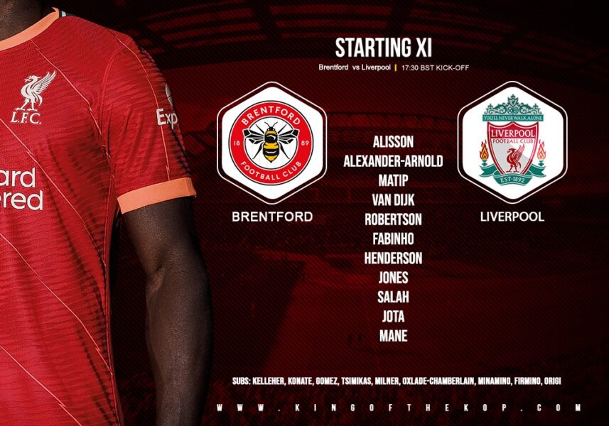 Liverpool team v Brentford 25 September 2021