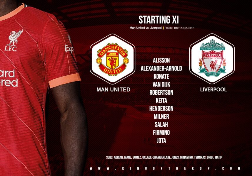 Liverpool team v Manchester United at Old Trafford 24 October 2021