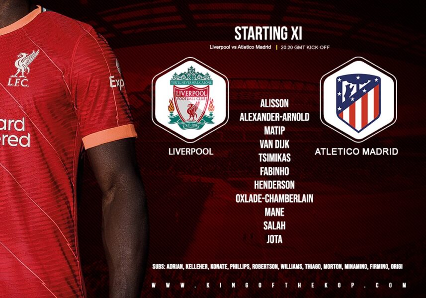 Liverpool team v Atletico Madrid champions league 3 November 2021