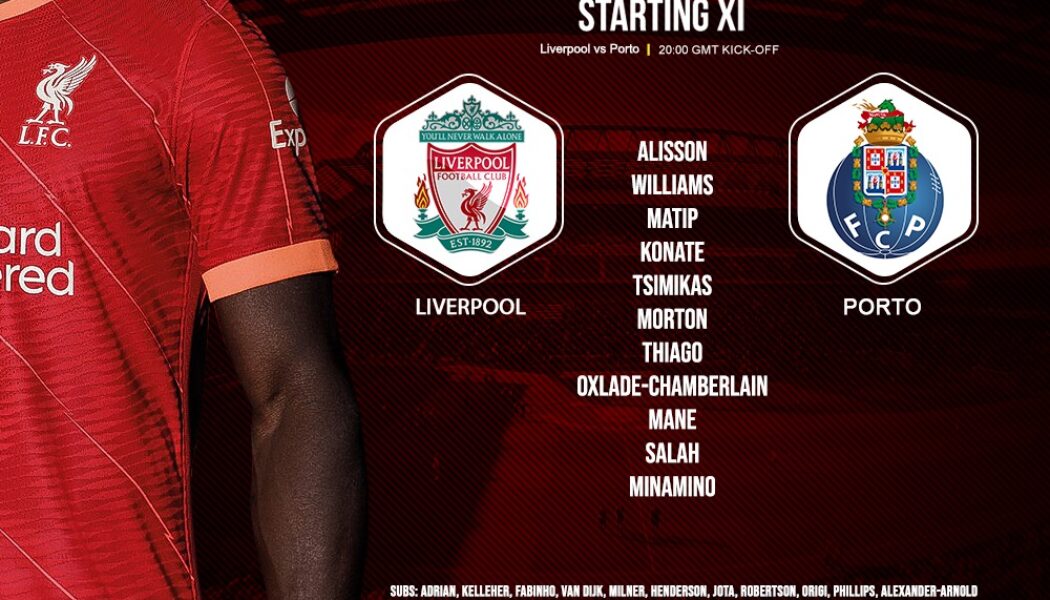 Liverpool team v Porto at Anfield 24 November 2021