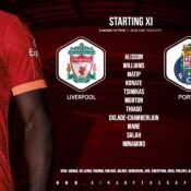 Liverpool team v Porto at Anfield 24 November 2021