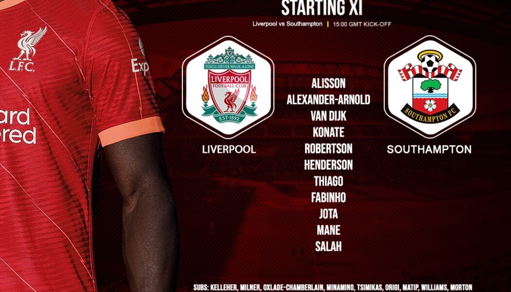 Liverpool team v Southampton at Anfield 27 November 2021