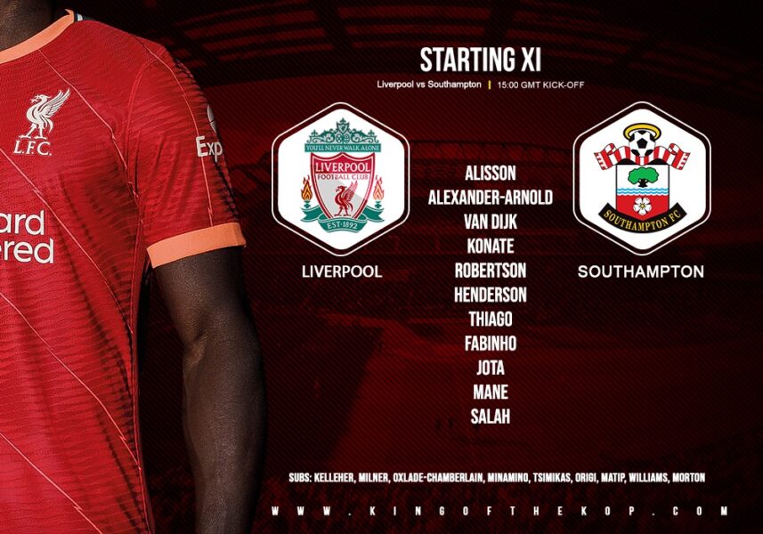 Liverpool team v Southampton at Anfield 27 November 2021