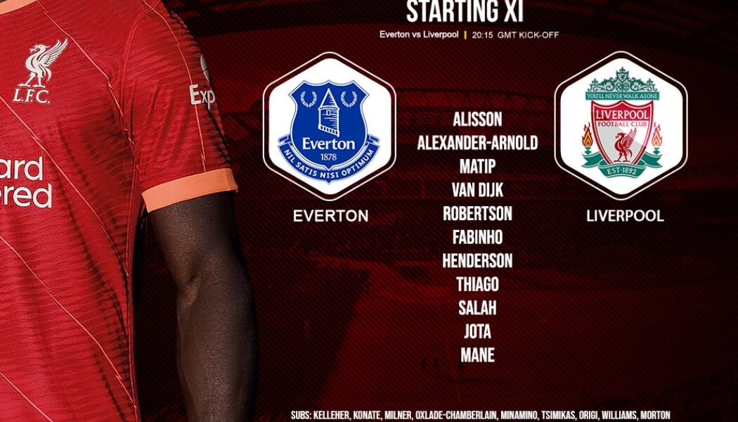 Confirmed: Liverpool team v Everton