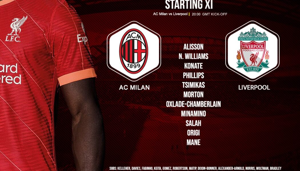 Confirmed: Liverpool team v AC Milan