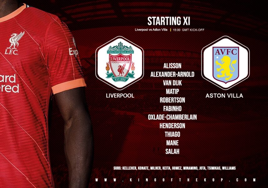 Liverpool team v Aston Villa 11 December 2021