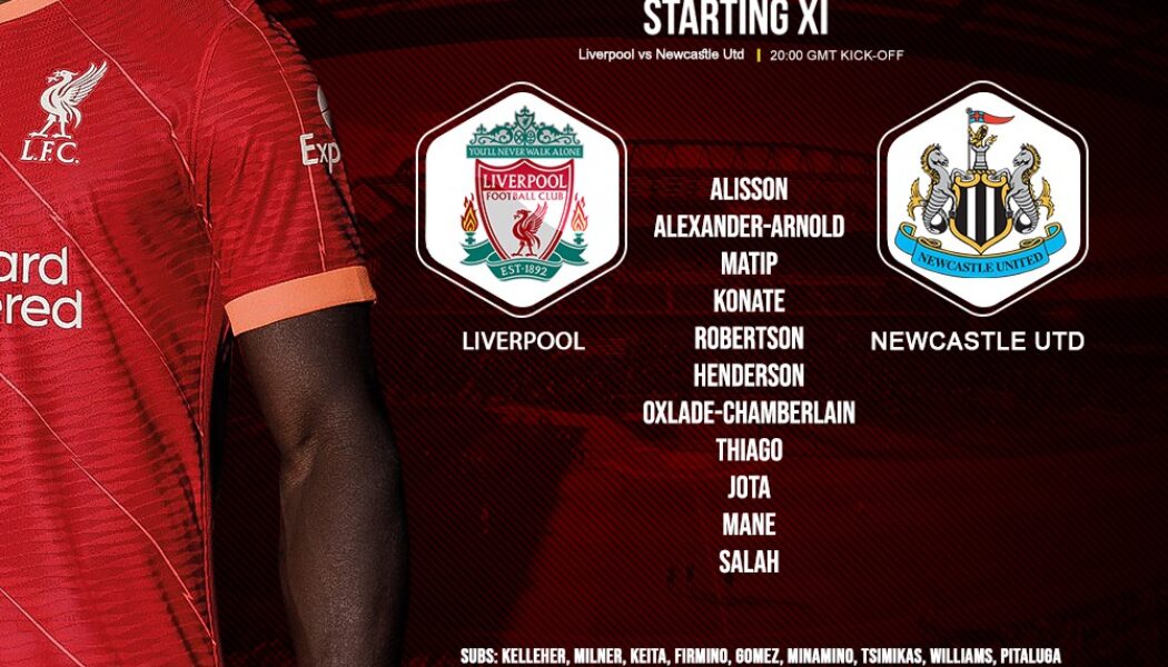 Liverpool team v Newcastle at Anfield 16 December 2021