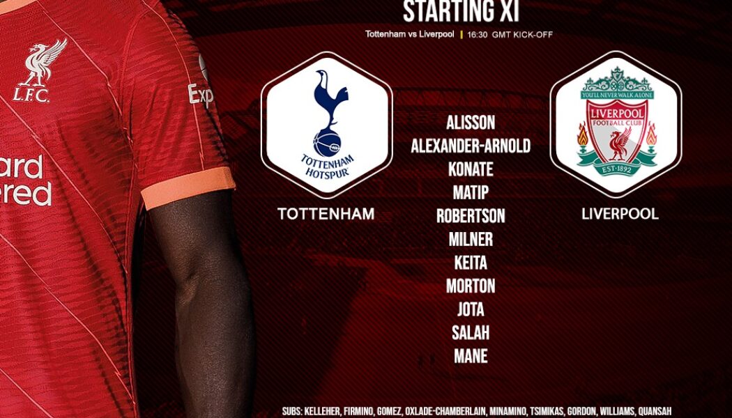 Confirmed: Liverpool team v Tottenham