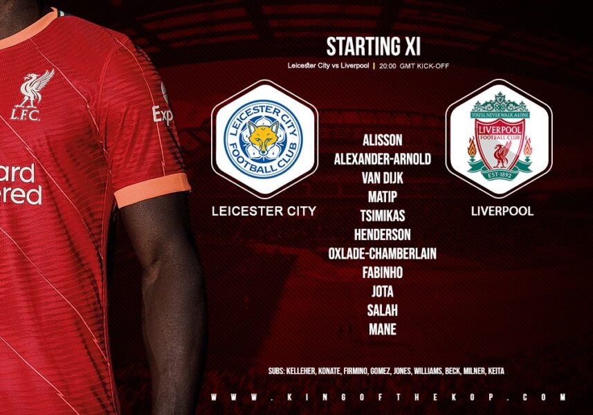 Liverpool team v Leicester City 28 December 2021