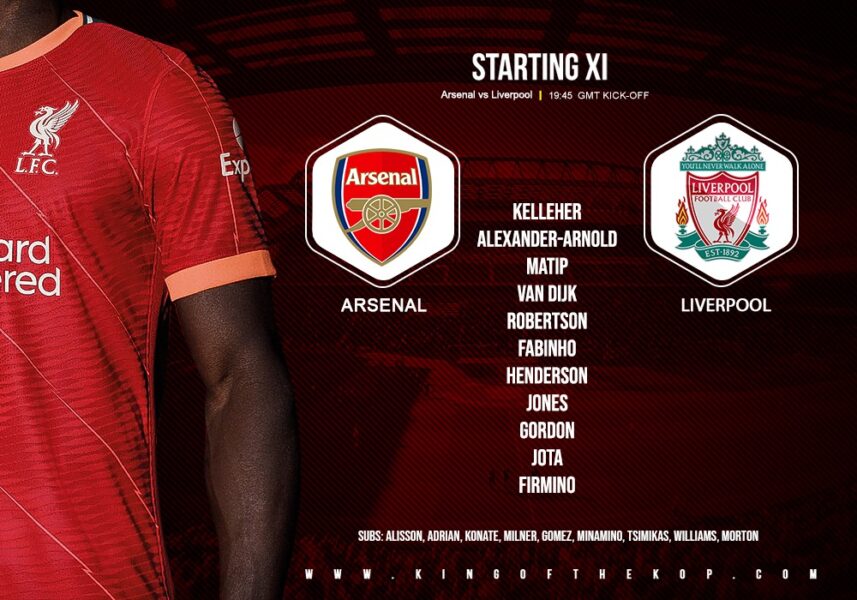 Liverpool team v Arsenal 20 January 2022