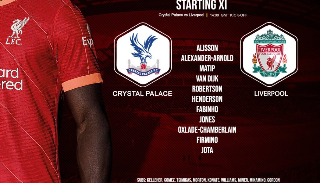 Liverpool team v Crystal Palace 23 January 2022