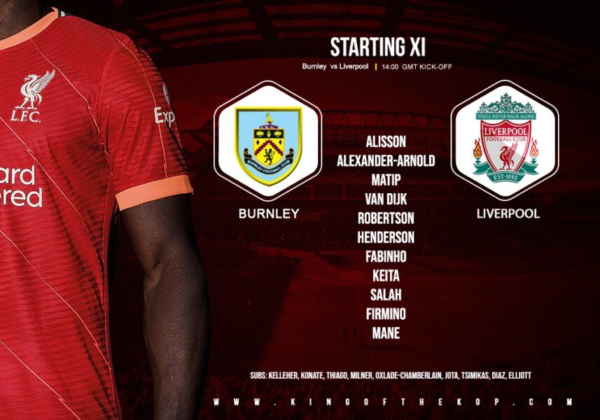 Confirmed: Liverpool team v Burnley