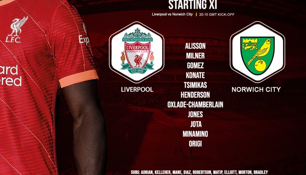 Confirmed: Liverpool team v Norwich City