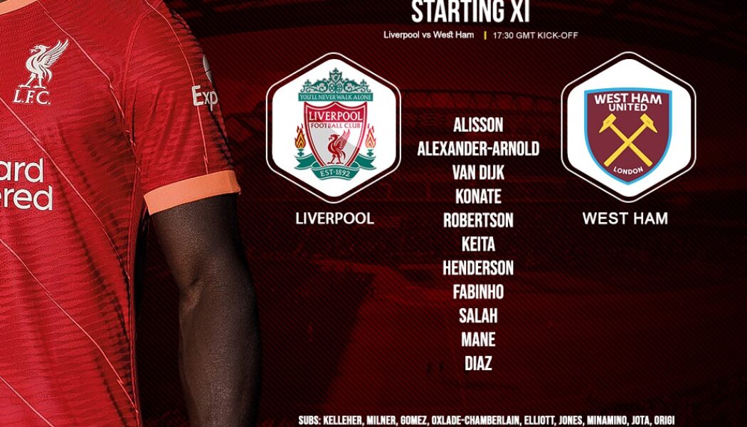 Liverpool team v West Ham premier League Anfield 5 March 2022