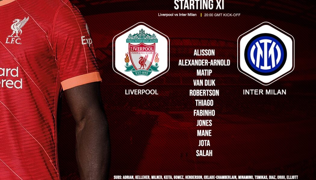 Liverpool team v Inter Milan Champions League last 16 2nd leg 8 March 2022