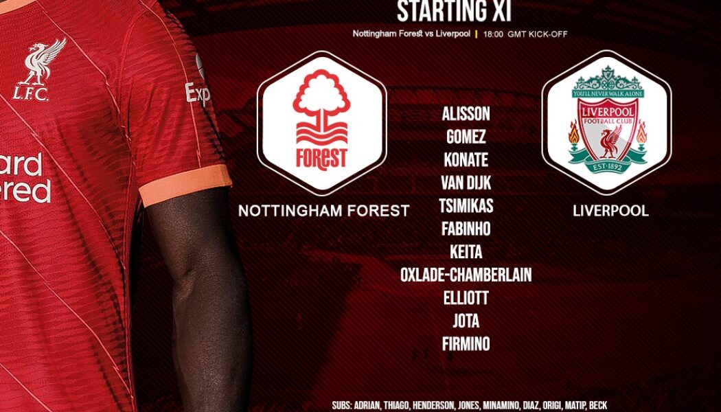 Liverpool team v Nottingham Forest FA Cup sixth round 20th of March 2022