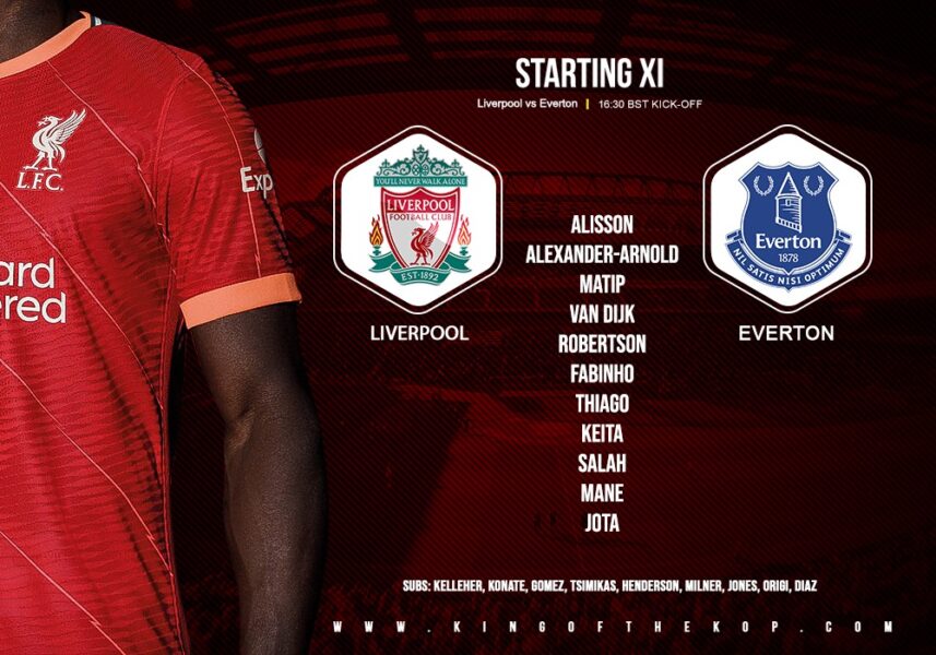 Confirmed: Liverpool team v Everton