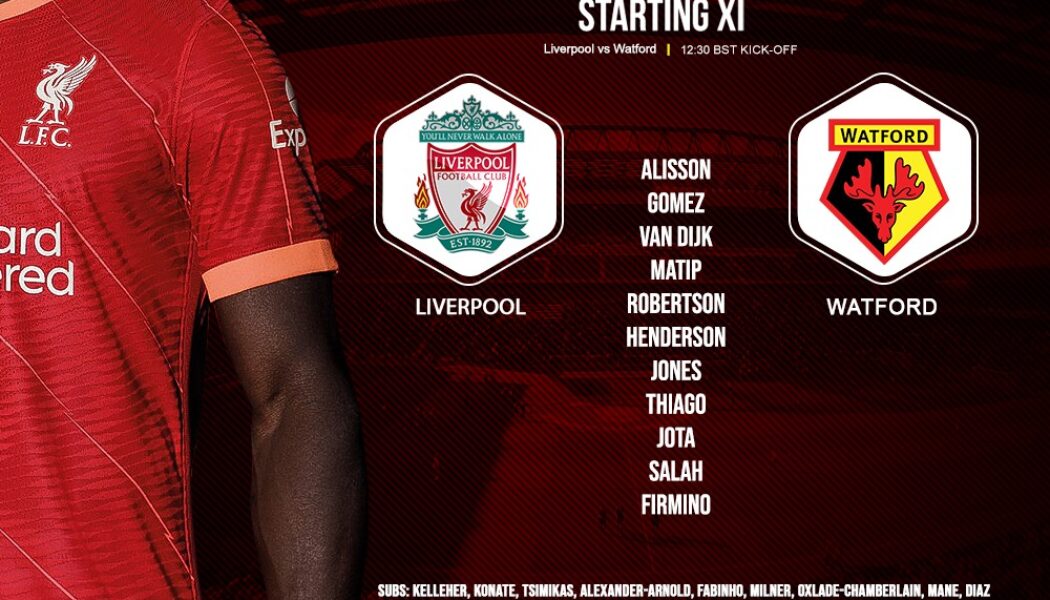 Confirmed: Liverpool team v Watford