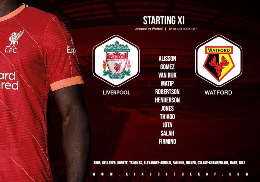 Confirmed: Liverpool team v Watford