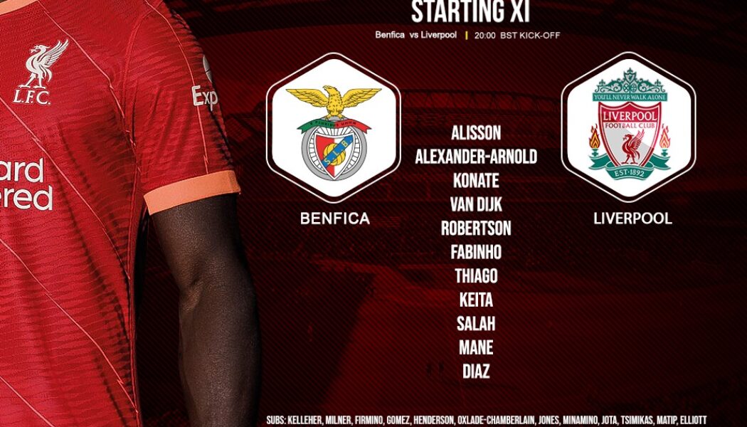 Liverpool team v Benfica champions league 5 April