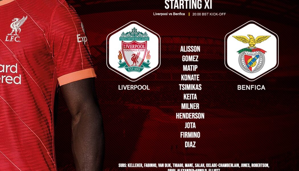 Confirmed: Liverpool team v Benfica