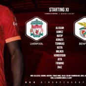 Confirmed: Liverpool team v Benfica