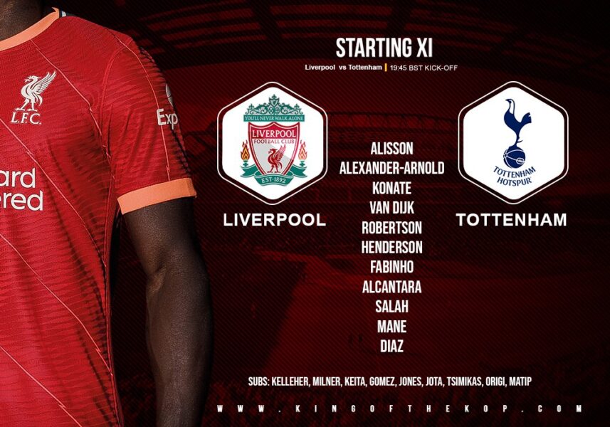 Confirmed: Liverpool team v Tottenham