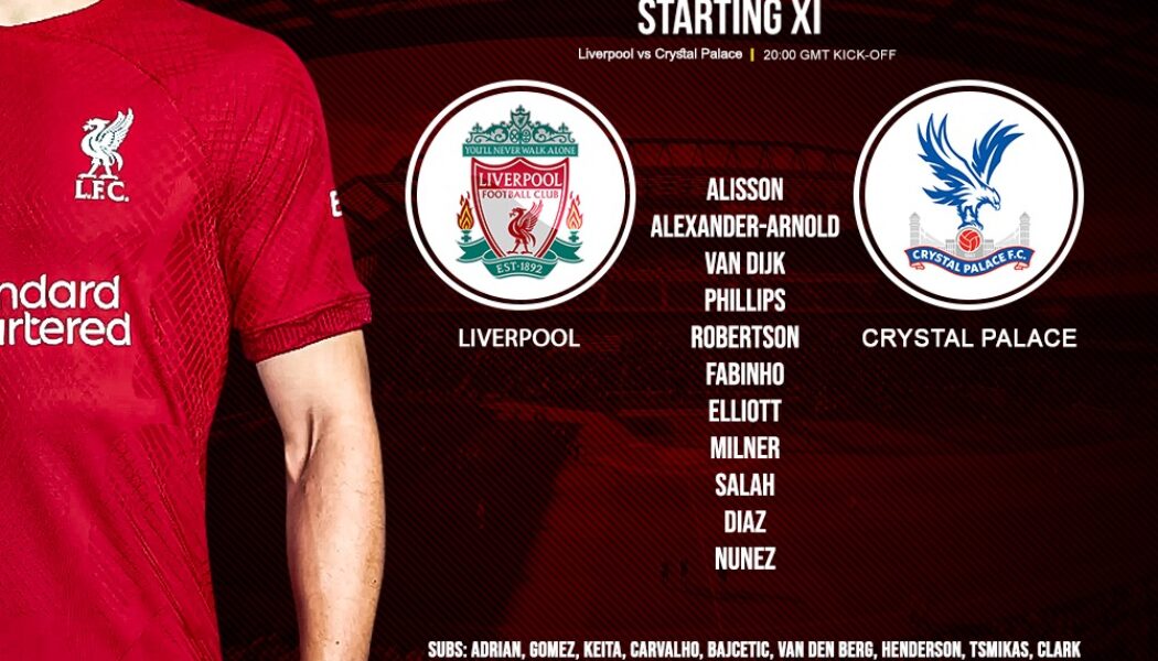 Confirmed: Liverpool team v Crystal Palace