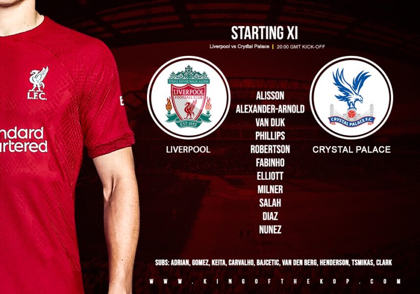 Confirmed: Liverpool team v Crystal Palace