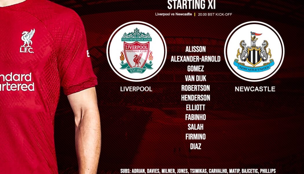 Liverpool team v Newcastle at Anfield 31st of August 2022