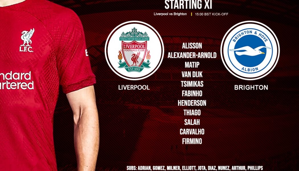 Liverpool team v Brighton in the Premier League at Anfield 1st October 2022