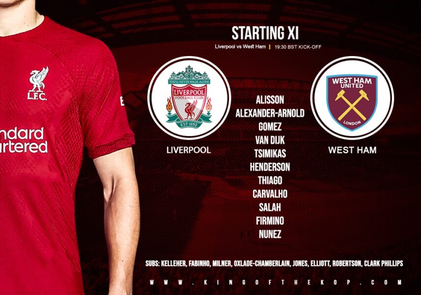 Liverpool team v West Ham premier League Anfield October 19 2022