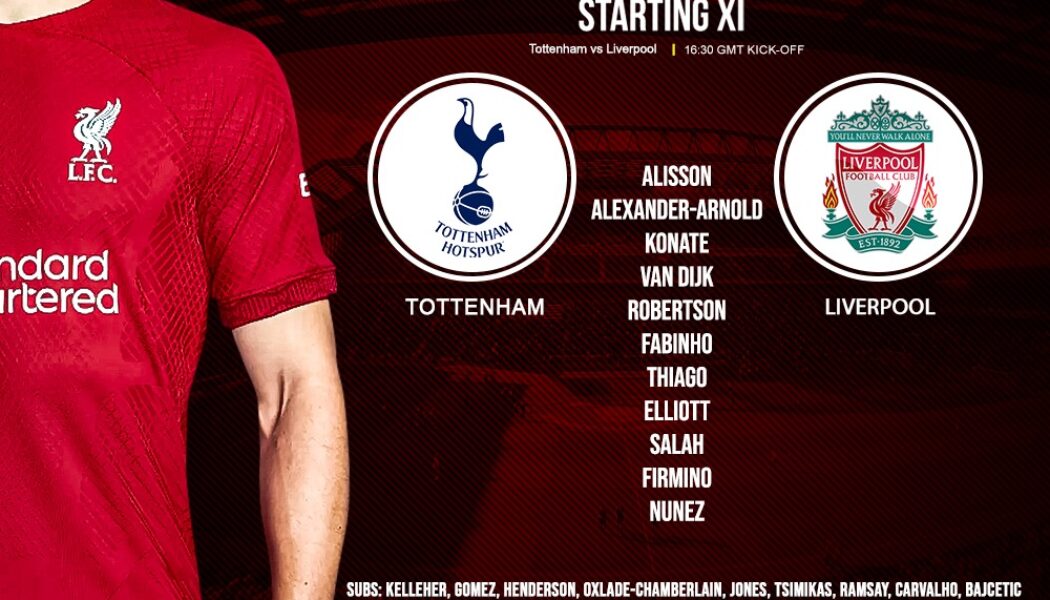 Confirmed: Liverpool team v Tottenham