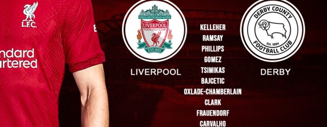 Liverpool team v Derby County Anfield carabao cup November 9 2022