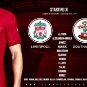 Liverpool team v Southampton premier League Saturday 12 November 2022