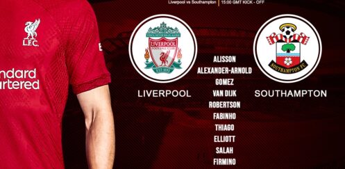 Liverpool team v Southampton premier League Saturday 12 November 2022