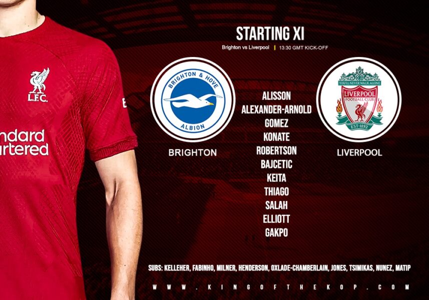 Confirmed: Liverpool team vs Brighton