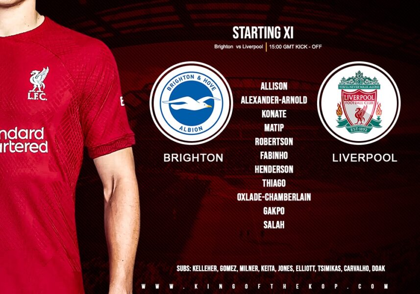 Liverpool team v Brighton 14 January 2023