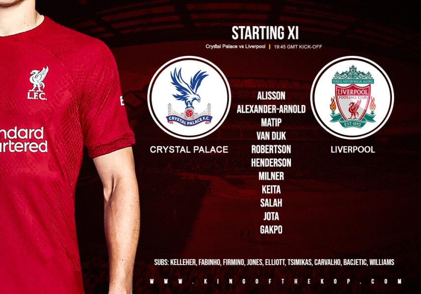 Confirmed: Liverpool team vs Crystal Palace