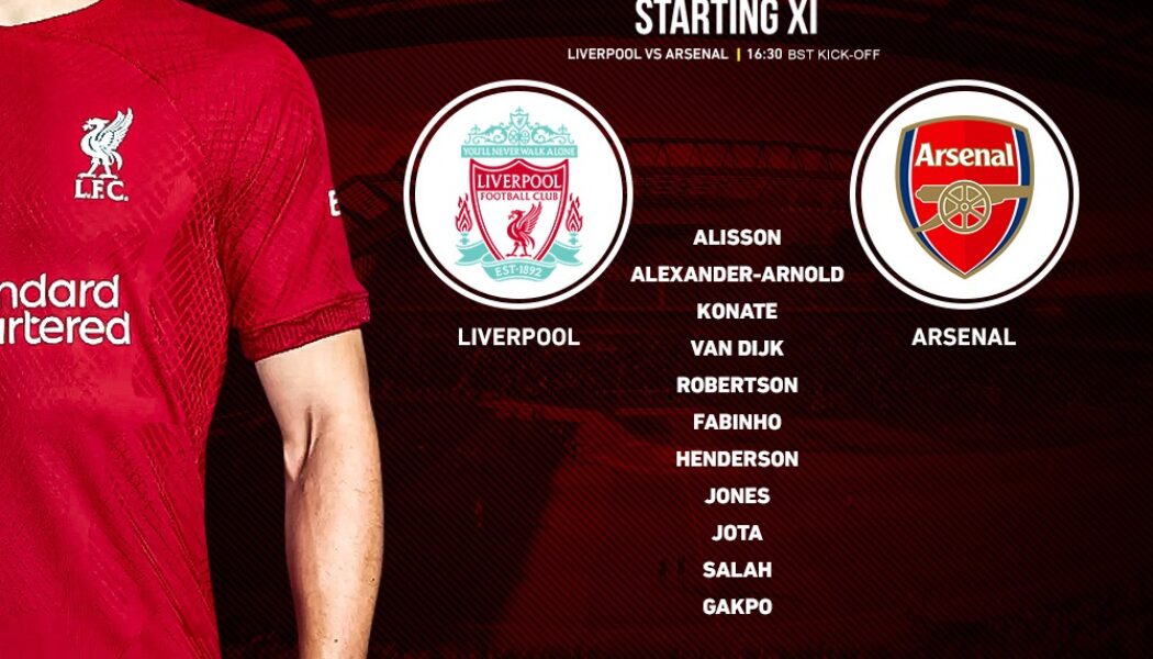 Confirmed: Liverpool team vs Arsenal