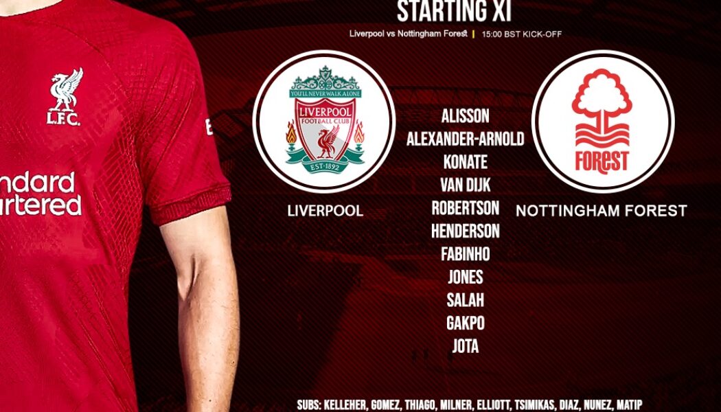 Confirmed: Liverpool team vs Nottingham Forest