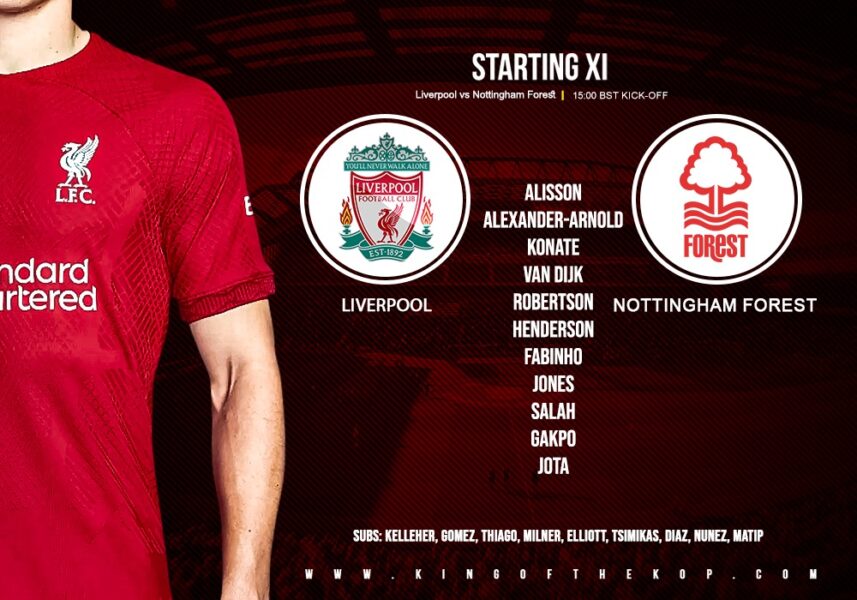 Confirmed: Liverpool team vs Nottingham Forest