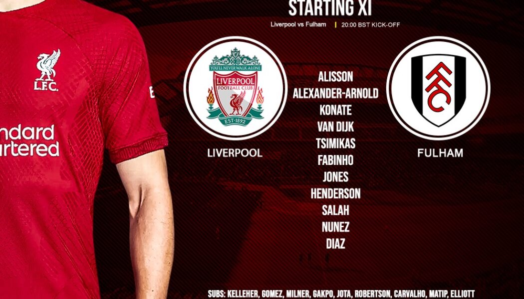 Confirmed: Liverpool team vs Fulham