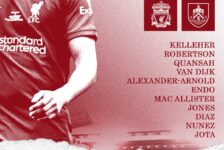 Liverpool team vs Burnley premier League Saturday 10th February 2024